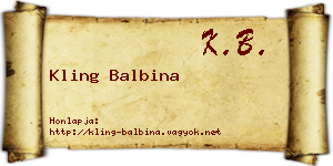 Kling Balbina névjegykártya
